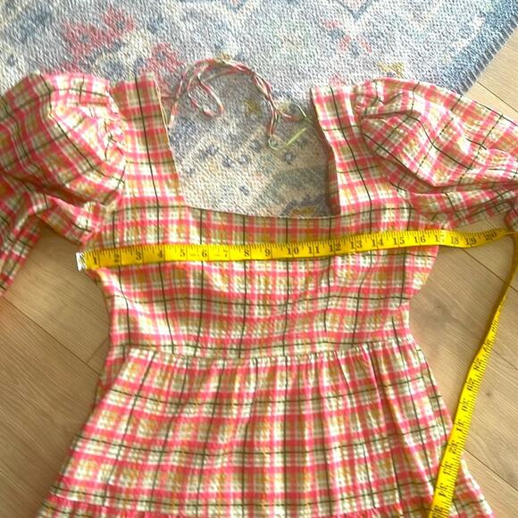 NWT TOPSHOP check Plaid Puff Sleeve mini smoke woman's Dress - Picture 6 of 12